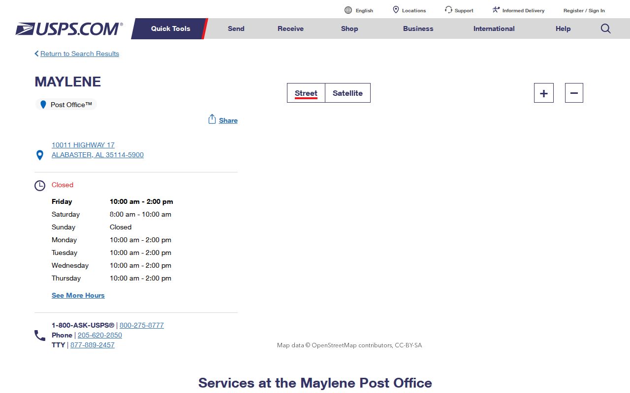 Alabaster ZIP code directory source for Maylene 35114 postal service