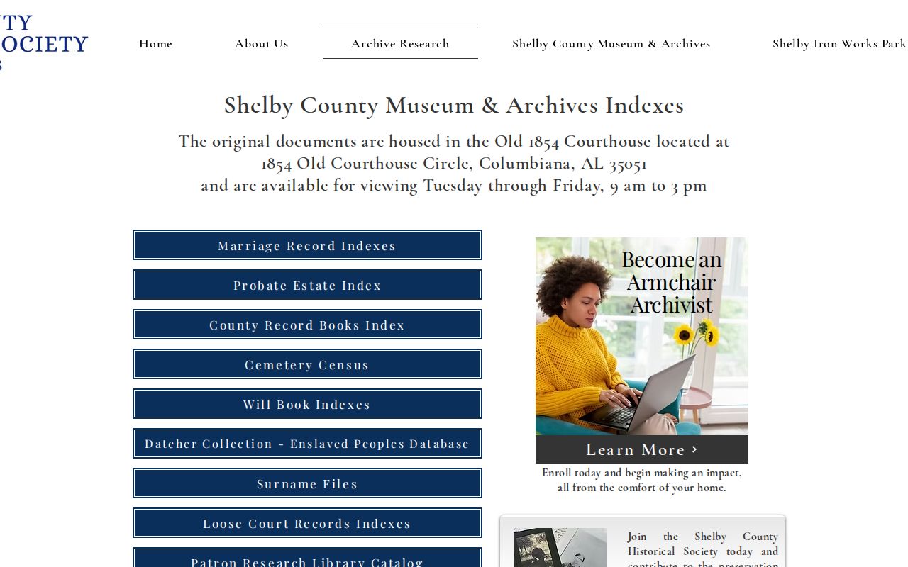 Alabaster city directory research at the Shelby County Historical Society archive