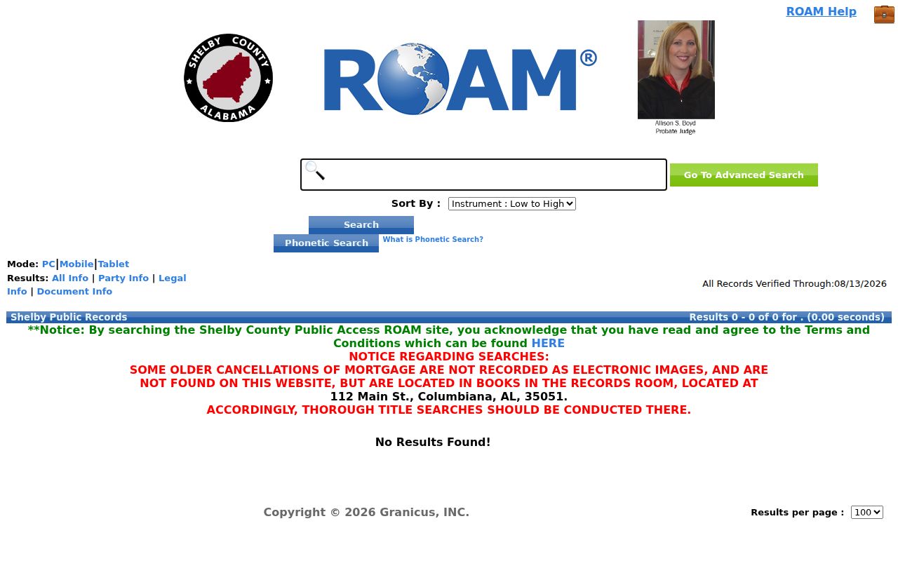 Alabaster residents directory deed index in Shelby County ROAM