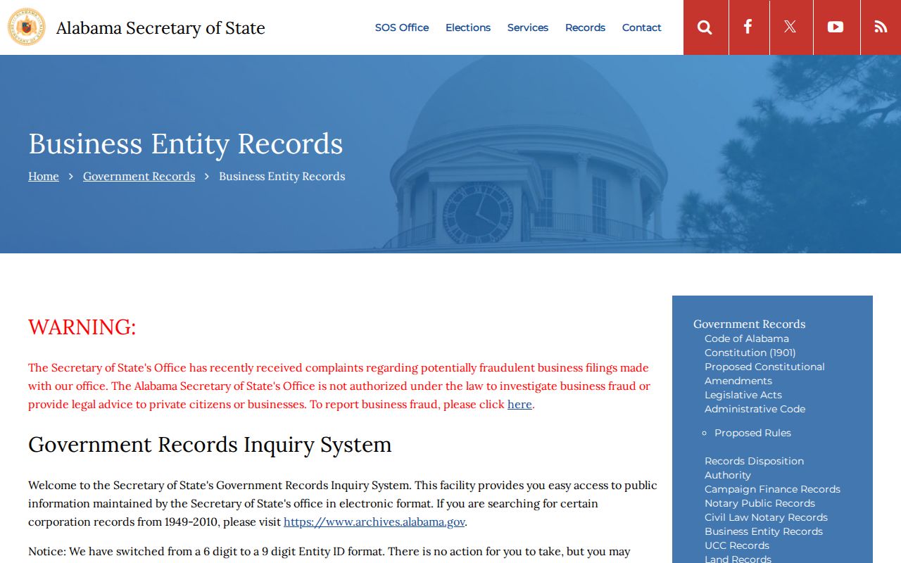 Alabaster resident lookup using Alabama business entity records
